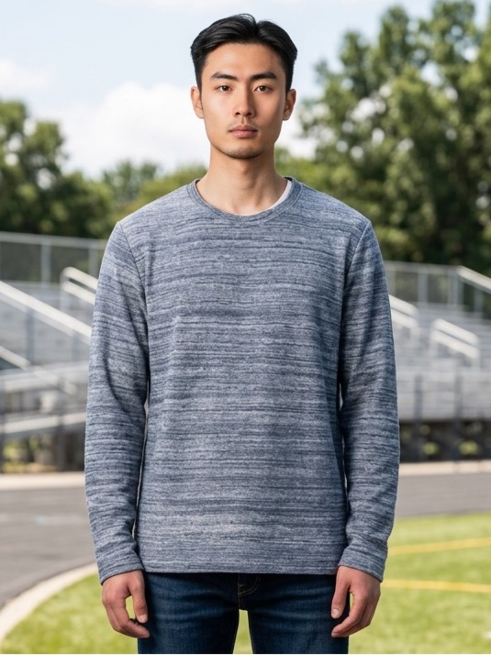 A.P.C. Max Crew Sweat Terrycloth Sweatshirt Blue White Men's L